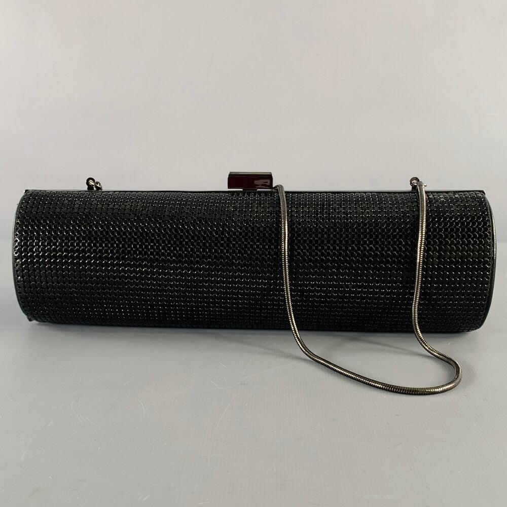 WHITING & DAVIS Black Mixed Materials Leather Metal Handbag